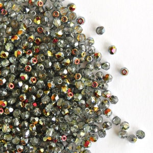 3mm Marea Clear Czech Fire-Polished Faceted Round Glass Beads 60pcs Faceted Fire Polish Small Spacer