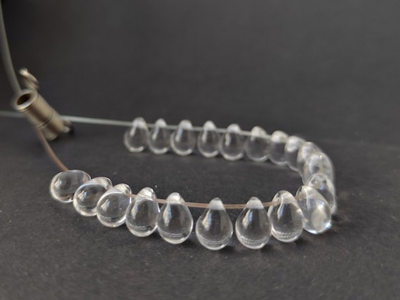 Clear Czech Glass Teardrop Beads 7mm, 50 or 200pcs Transparent Drop Jewelry Supply
