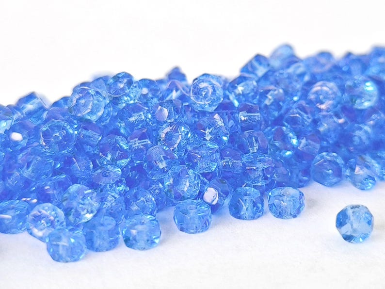 Sky Blue 4mm Czech Fire Polished Faceted Rondelle Glass Spacer Beads for Jewelry Making image 2