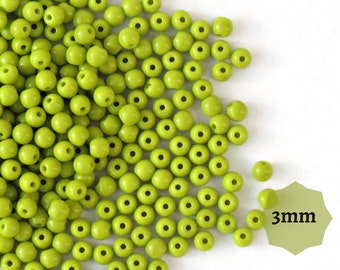 120 pcs or 600 pcs Small Czech Round Glass Beads Druk Round, 3mm