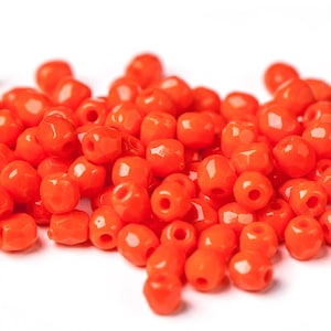 3mm Czech Fire-Polished Beads Opaque Orange 100pcs faceted faceted glass fire polish small spacer