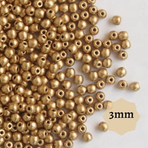 120 Stück oder 600 Stück Tschechische Runde Glasperlen Aztec Gold, 3 mm
