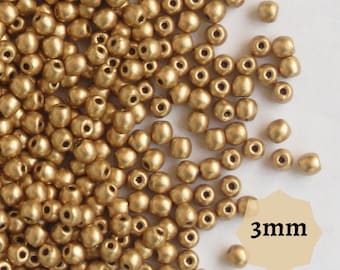 Czech Glass Round Beads 3mm Aztec Gold – 120 or 600 pcs