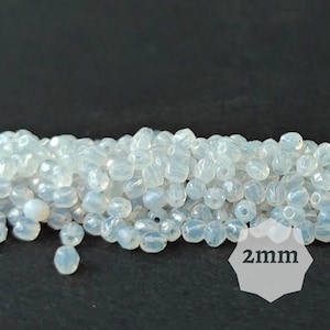 100 or 300 pcs Opal Moonlight Czech Fire Polished Beads 2mm Faceted Round Glass Beads