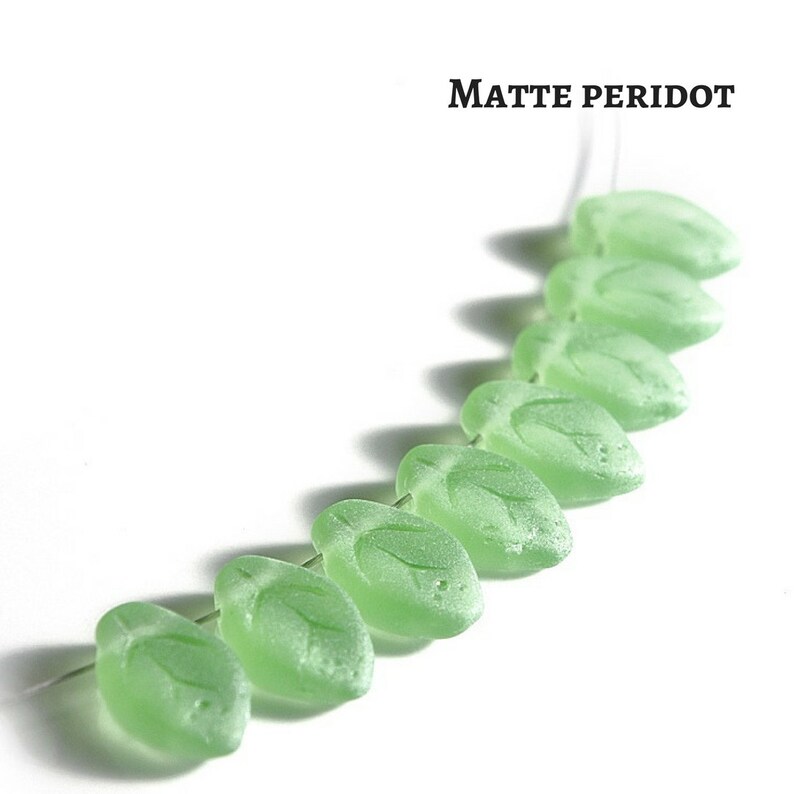 Czech Glass Beads 40 or 200 pcs Peridot Green Leaf Beads for Jewelry Making 7mm X 12mm image 6