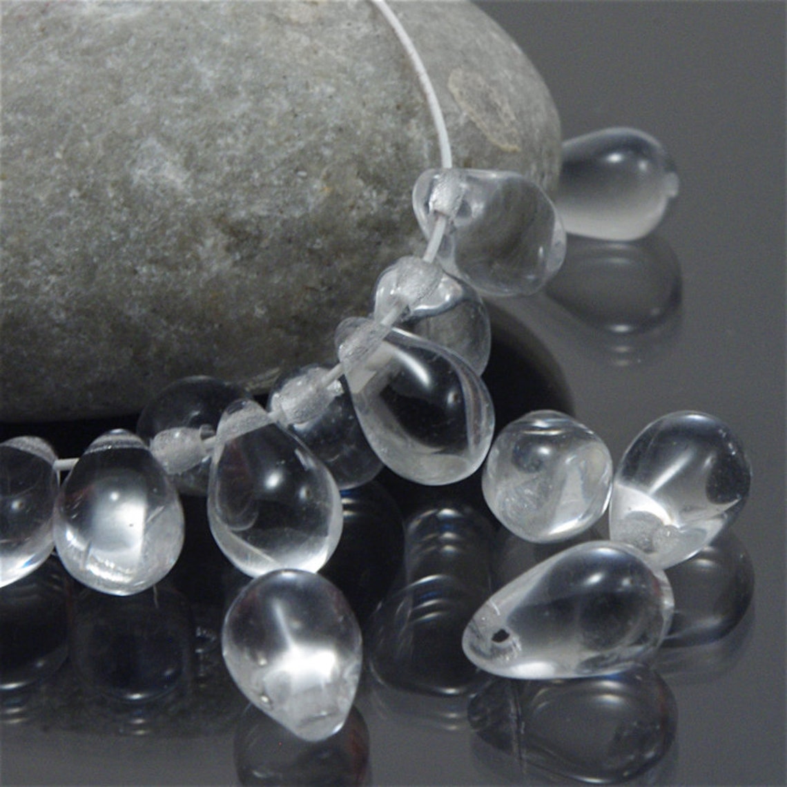 Pcs Clear Czech Glass Teardrop Beads For Jewelry Making Mm Etsy