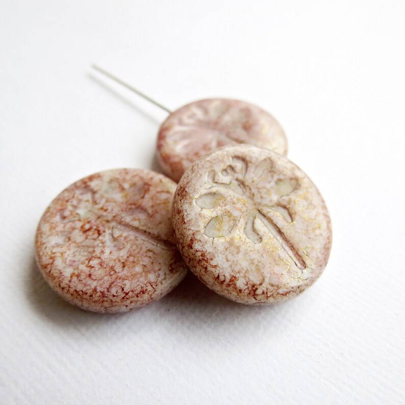 Czech Glass Beads BEADS BULK 10pcs of 23mm Dragonfly Beads Picasso Beads Dragonfly Coin Coin Beads