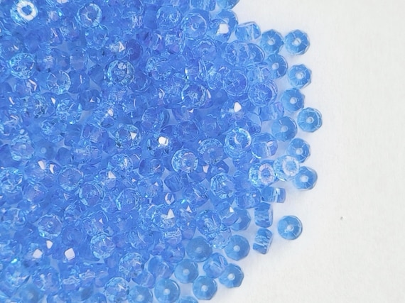 Sky Blue 4mm Czech Fire Polished Faceted Rondelle Glass Spacer Beads for Jewelry Making