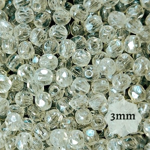 100 oder 300 Stück Klare Luster Tschechische Feuerpolierte Perlen 3 mm Facettierte runde Glasperlen