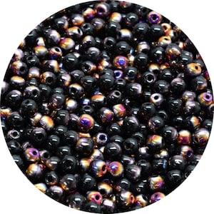 3mm Czech Round Glass Beads 120pcs or 600 pcs Jet Black Sliperit