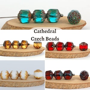 8mm Picasso Cathedral Faceted Czech Glass Beads - 10 or 50 pcs Fire-Polished Beads for Jewelry Making White Aqua Topaz Brown Red