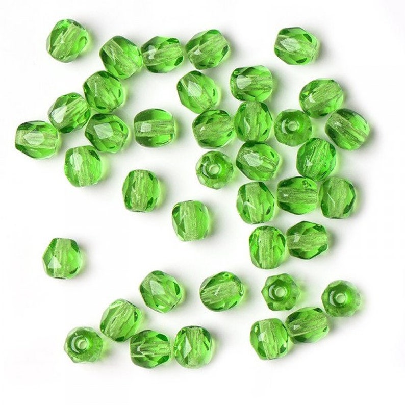 Green 4mm Czech fire-polished faceted glass beads round 60pcs faceted fire polish small spacer