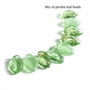 Czech Glass Beads 40 or 200 pcs Peridot Green Leaf Beads for Jewelry Making 7mm X 12mm image 2