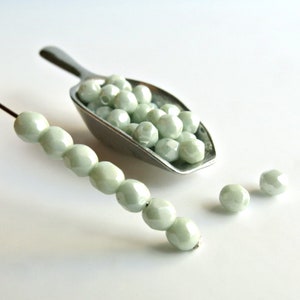 4mm Pastel Green Czech Fire Polished Beads 60pcs or 300 pcs Faceted Glass Beads Round