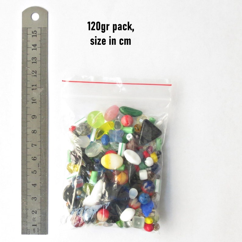 40 gr circa 1 1/5 oz Mix di perle di vetro, Multi Rainbow, vetro ceco 120 gr (3 3/5 oz)