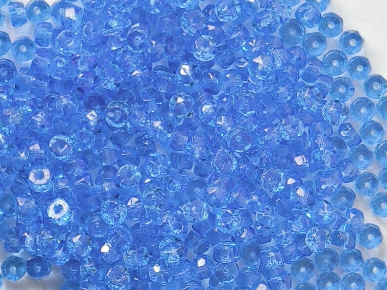 Sky Blue 4mm Czech Fire Polished Faceted Rondelle Glass Spacer Beads for Jewelry Making image 4