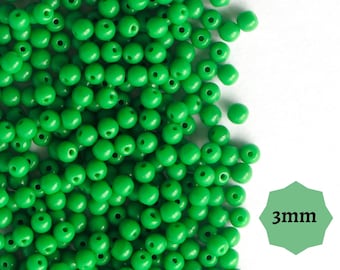 120 pcs or 600 pcs Small Classic Green Czech Glass Beads Druk Round, 3mm