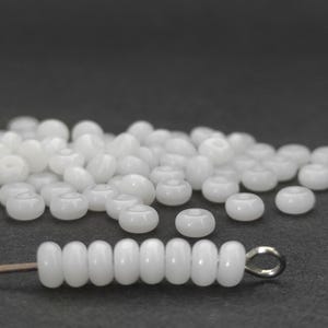 4mm Czech Glass Beads Rondelle 120pcs or 600 pcs White Glass Spacer Beads