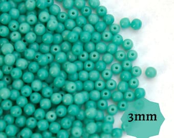 120 or 600 pcs Green Turquoise Czech Round Glass Beads 3mm