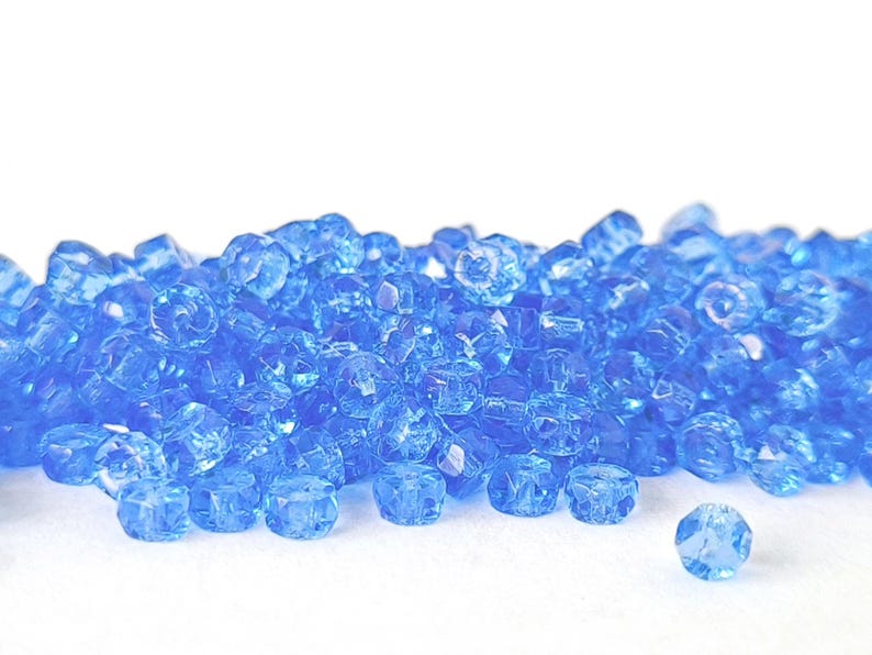 Sky Blue 4mm Czech Fire Polished Faceted Rondelle Glass Spacer Beads for Jewelry Making image 3
