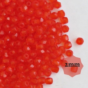 100/300 pcs Orange Czech Fire Polished Beads 2mm Faceted Round Glass Beads