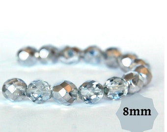 600 Perle Di Vetro Ceche Sfaccettate 4mm – Cristallo Labrador Argento Metallico – Per Creazioni Gioielli Fai Da Te