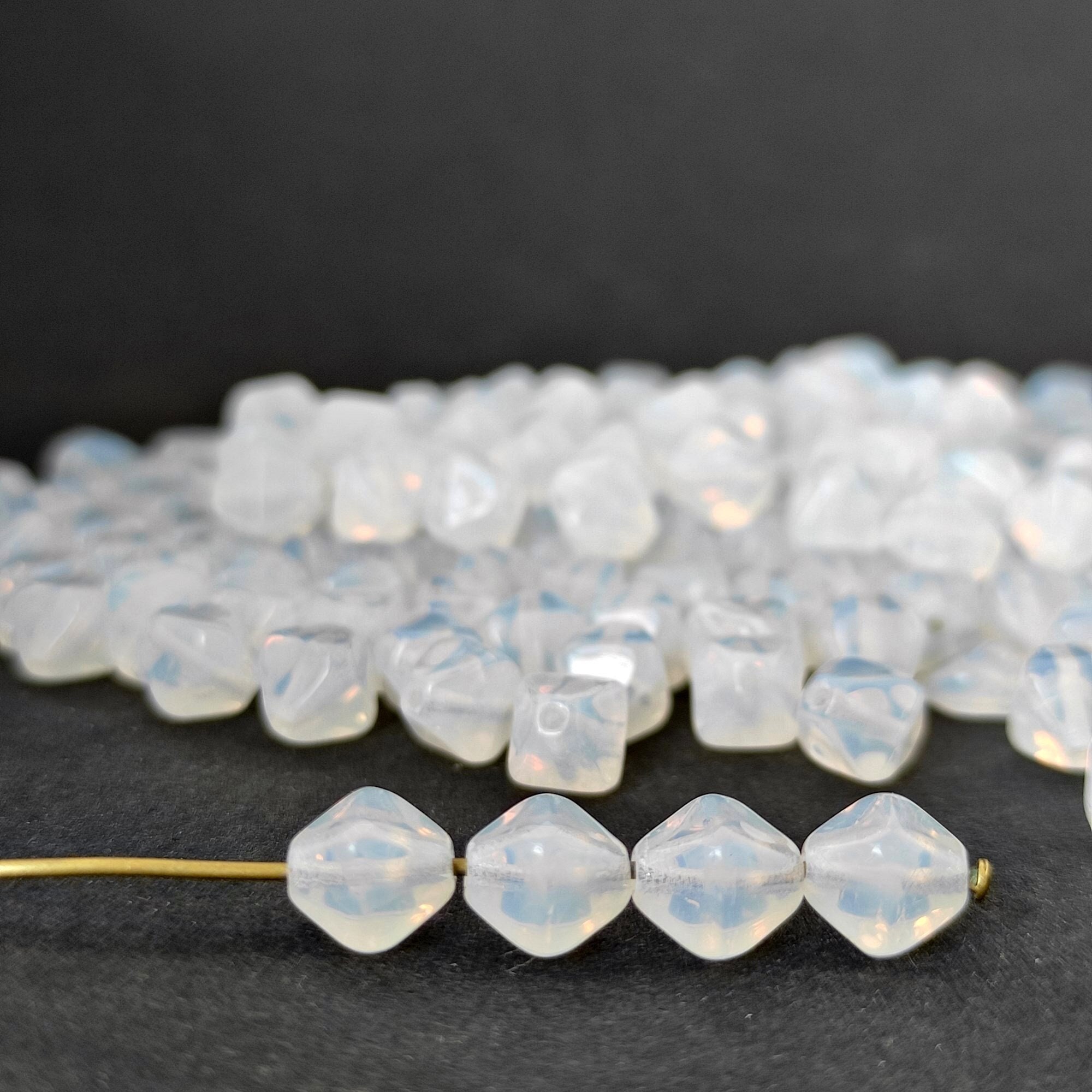 40 or 200pcs Opal White Bicone Beads Czech Glass 6mm DIY Beads for Jewelry Making