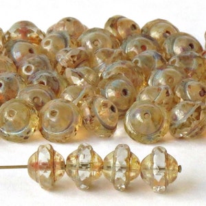 Cuentas de cristal checo Picasso transparentes de 10 mm para platillos: 10 o 50 piezas de cuentas pulidas al fuego para hacer joyas
