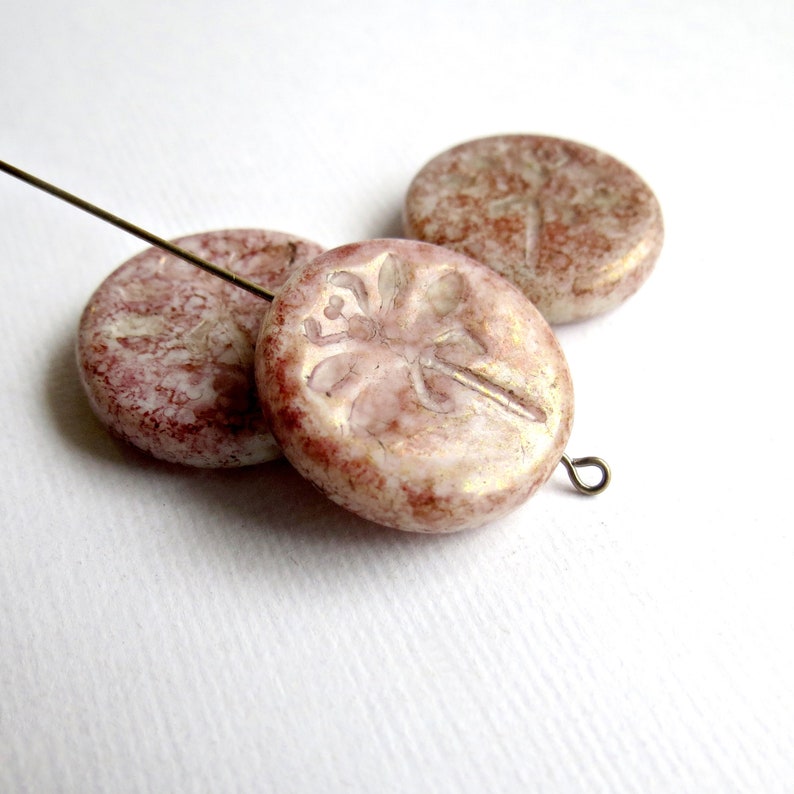 Czech Glass Beads BEADS BULK 10pcs of 23mm Dragonfly Beads Picasso Beads Dragonfly Coin Coin Beads