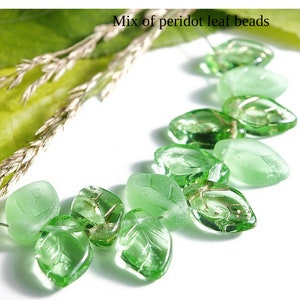 Czech Glass Beads 40 or 200 pcs Peridot Green Leaf Beads for Jewelry Making 7mm X 12mm image 3