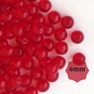 6mm Round Druk Czech Glass Beads Bright Red 80pcs or 400 pcs