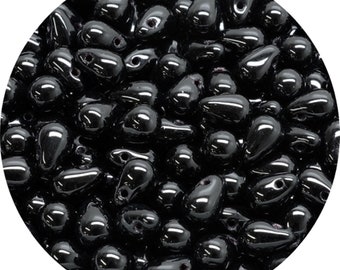 6mm Small Teardrop Beads for Jewelry Making, 60pcs or 300pcs, Czech Glass Beads, Jet Black