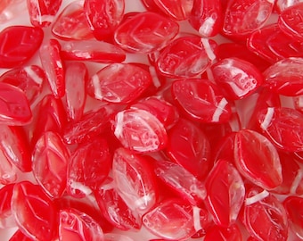 Various Nature Colors of Czech Leaf Beads - 40 or 200 pcs Red Turquoise Earth Autumn Glass Beads for Jewelry Making 7mm X 12mm