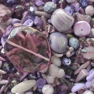 Glass Bead Mix, 40 gr (about 1 1/5 oz) or 120 gr (about 3 3/5 oz) Violet Pink, Czech Glass