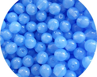 6mm Pressed Czech Glass Beads Round Opal Baby Blue 80pcs or 400 pcs