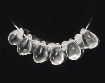 6x9mm Czech Pressed Glass Teardrop Beads 40pcs or 200 pcs Clear Transparent