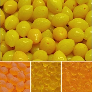 Various colors of Lemon Czech Glass Beads 12 pcs, 14x10mm, Vegan Fruit Jewelry
