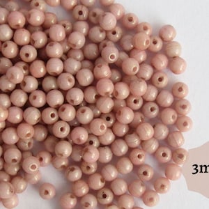 120 oder 600 Stück Chalk Terakota Pink Druk Perlen - 3 mm - Tschechische Glasrunde Perlen für die Schmuckherstellung
