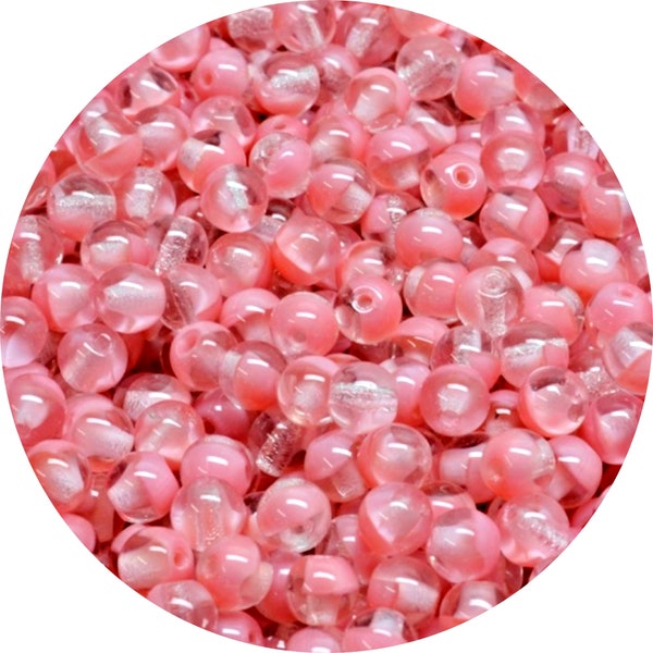 120 or 600 pcs Czech Glass Beads 4mm Clear Pink Small Spacer Druk Beads