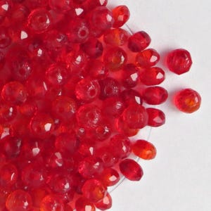 80 or 400pcs Tiny Shades of Red Fire-Polished Czech Beads Rondelle -  3mm X 5mm Glass Faceted Beads