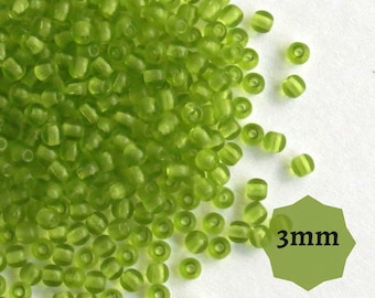 Czech Glass Beads Pressed  Round, 3mm Olivine Green 120 or 600 pcs