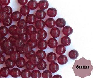 6mm Round Druk Czech Glass Beads Garnet Red 80pcs or 400 pcs