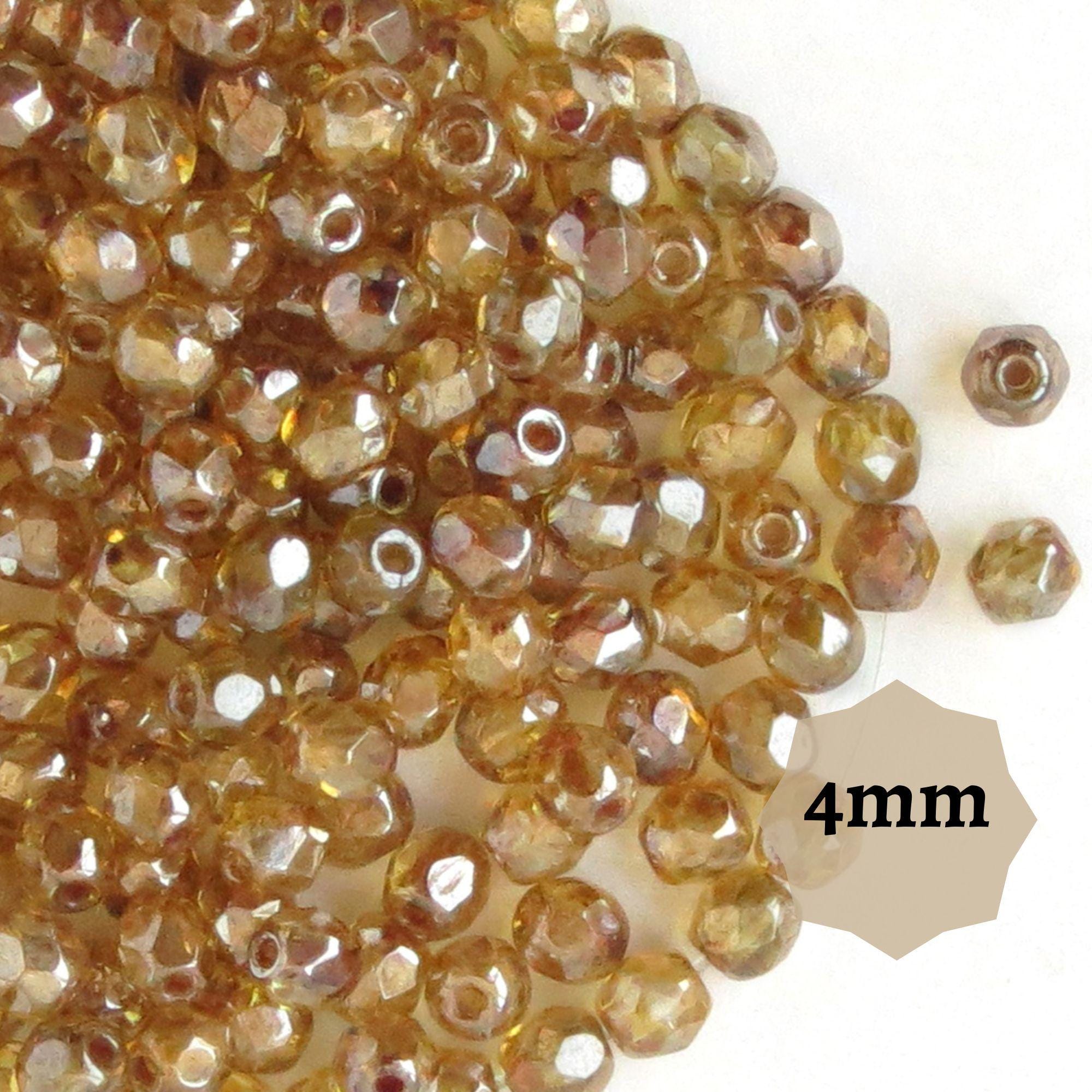 200 Perles Facettes De Bohême Topaze - 4 Mm - Preciosa - Neuf - Fabriqué En France