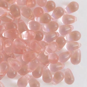30pcs Czech Glass Teardrop Beads Light Pink 6x9mm Beads for Jewelry Making