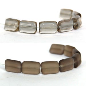 10 or 30 pcs Smoke Gray Picasso Czech Glass Rectangle Tile Beads, 12*8mm