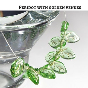 Czech Glass Beads 40 or 200 pcs Peridot Green Leaf Beads for Jewelry Making 7mm X 12mm image 9