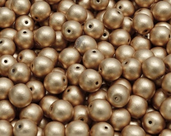 80pcs or 400pcs 6mm Aztec Gold Czech Glass Round Beads Spacer Bead