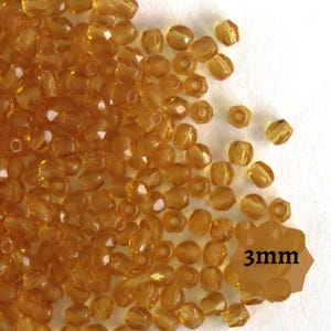 100 lub 300 szt. Topaz Brown Czeskie Ogniopolerowane Koraliki Szklane 3 mm Fasetowane Okrągłe Koraliki