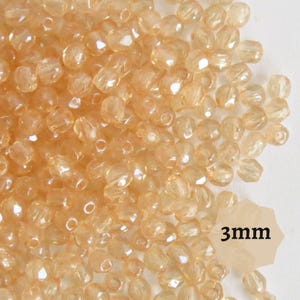 100pcs or 300pcs Honey Beige Czech Fire Polished Beads 3mm Faceted Glass Beads for Jewelry Making