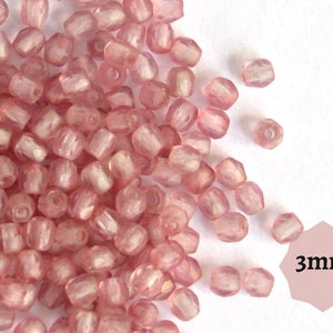 100pcs or 300pcs Czech Fire Polished Beads, Matte Pink Terracotta 3mm Faceted Glass Beads for Jewelry Making